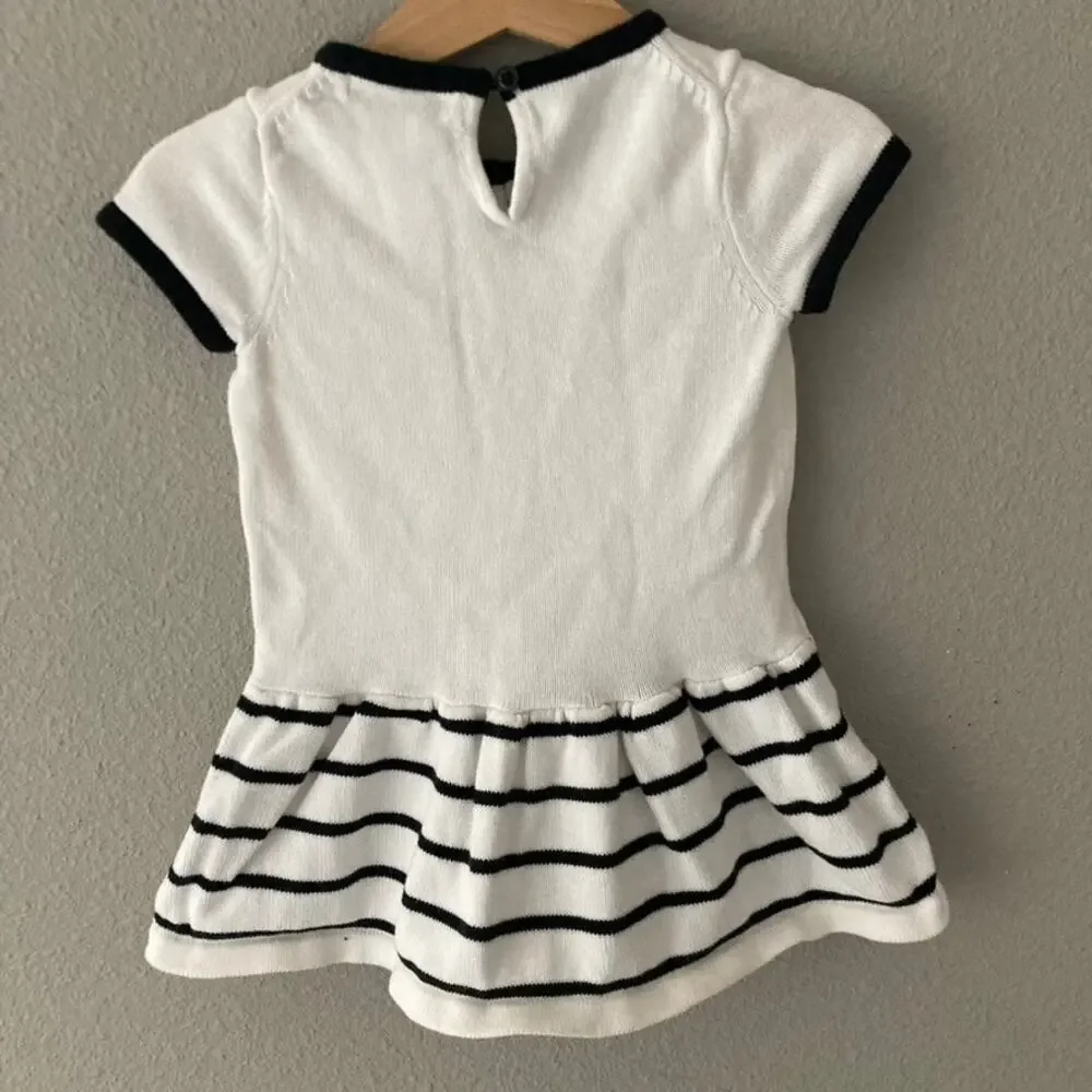 Janie and Jack Short Sleeve Sweater Dress - Black White - 12-18M
